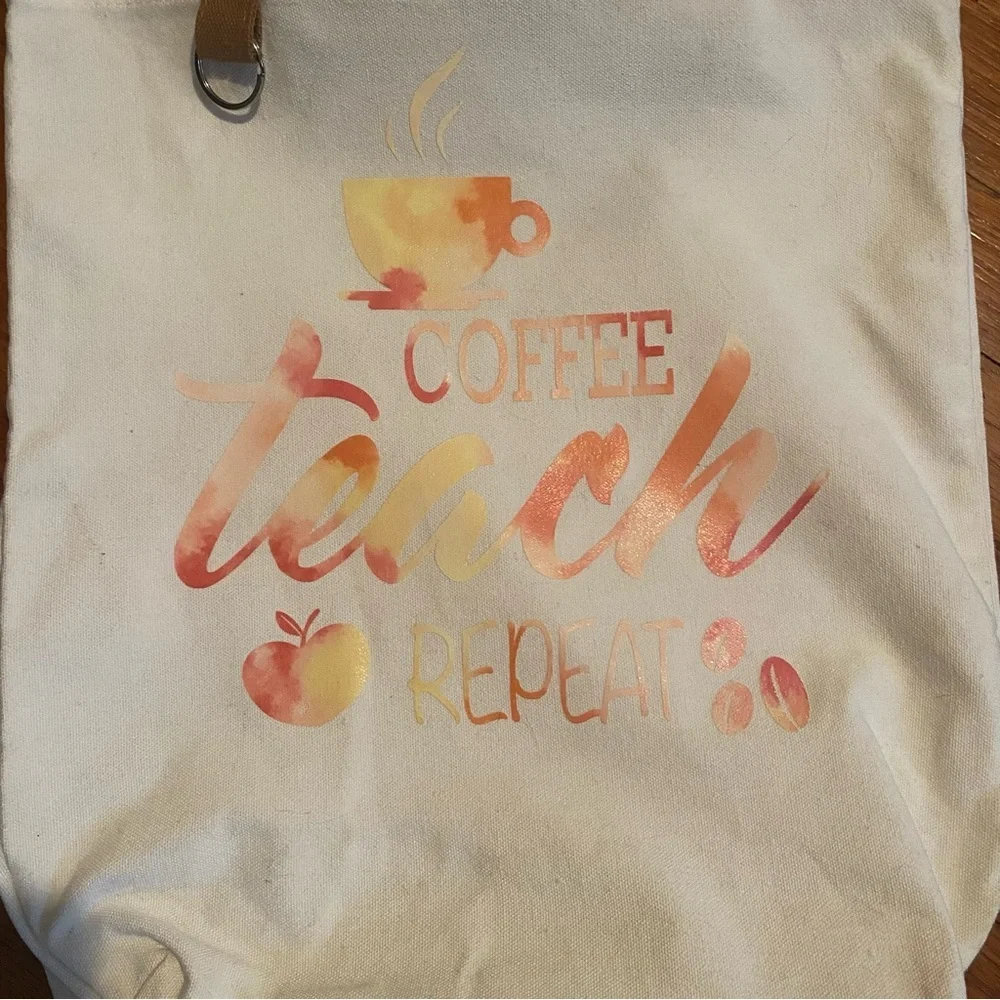 Teacher Tote Bag ‘Coffee, Teach, Repeat’ - Picture 2 of 6